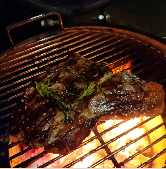 Game meat on fire